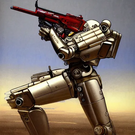 Prompt: ruger revolver redhawk 3 5 7 revolver mobile combat suit firearm rococo robot, smith wesson 6 8 6 mecha android, detailed illustration, concept art, smooth, sharp focus, by gaston bussiere, katsuya terada, nc wyeth, bandai macross box art, canon eos