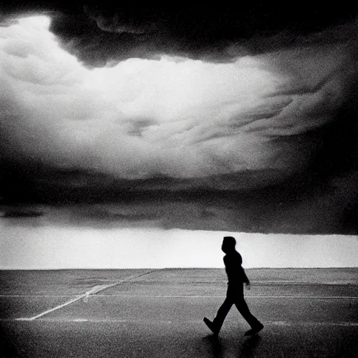 Image similar to «man running from the storm» by Trent Parke, clean, detailed, Magnum photos