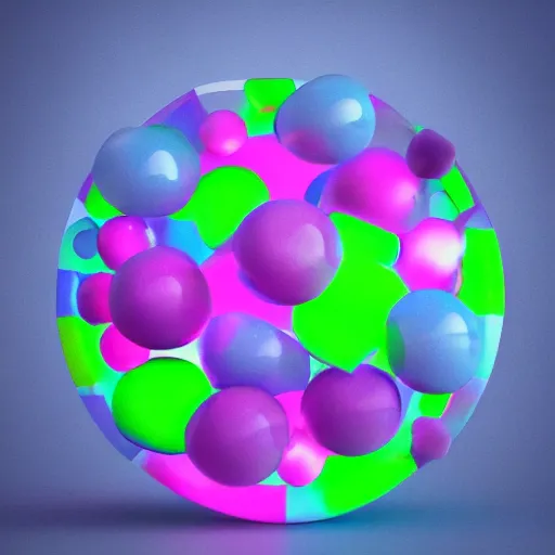 Image similar to 3 d render, magic translucent 3 d shapes, caustics, studio lighting, gemstone, magical, glowing, fruit candy, gushers, soft 3 d geometrical shapes, juicy, octane render, soft, high definition, beautiful mesh gradient colors, 1. 0 transmission, visual particles and static surrounding, clean aesthetic, blender, redshift, white background, ethereal