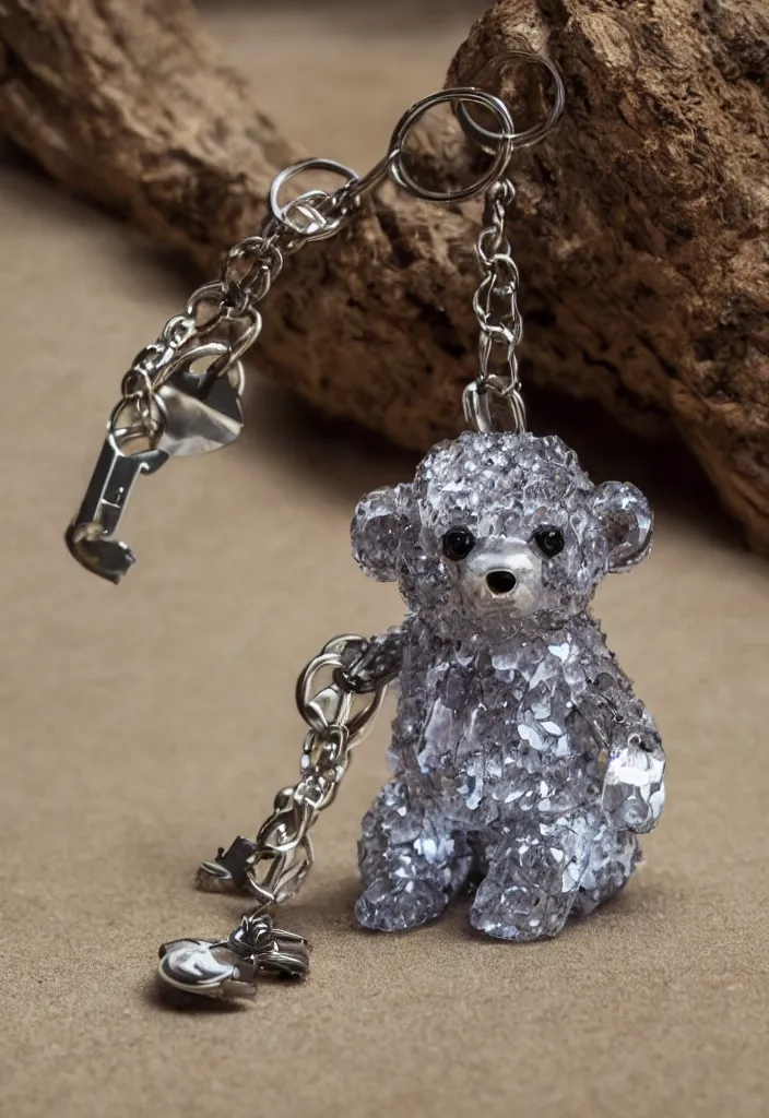 Prompt: a small cute crystal bear keychain by greg rutkowski, sung choi, mitchell mohrhauser, maciej kuciara, johnson ting, maxim verehin, peter konig, 8 k photorealistic, cinematic lighting, hd, high details, dramatic, atmosphereric, trending on artstation