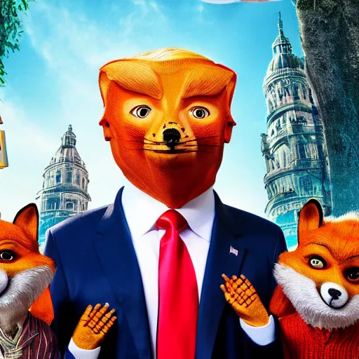 Image similar to Portrait of Donald Trump in the style of Fantastic Mr. Fox. 8k Resolution