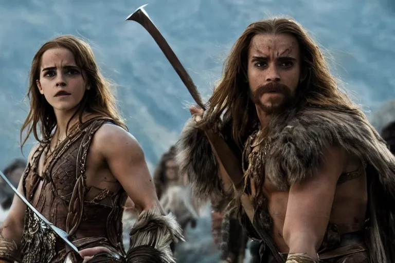 Prompt: emma watson as conan the barbarian, movie still, 8 k, realistic