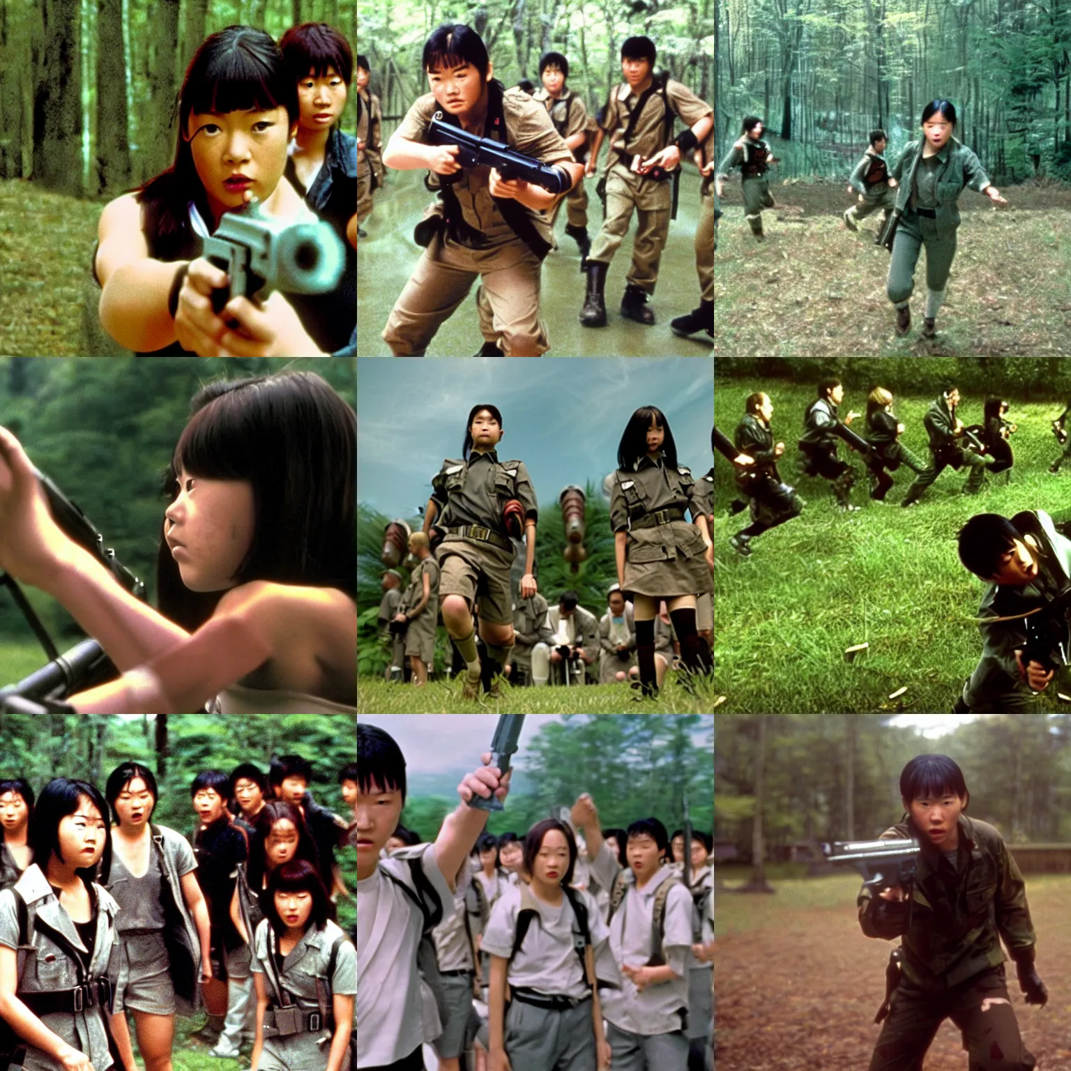 Prompt: a film still from battle royale ( 2 0 0 0 )