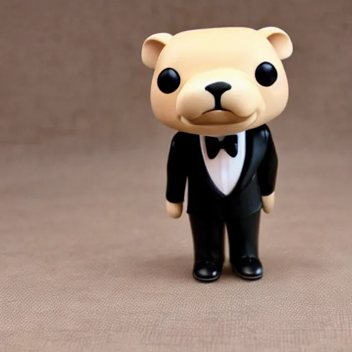 Prompt: funko pop of a capybara wearing a tuxedo