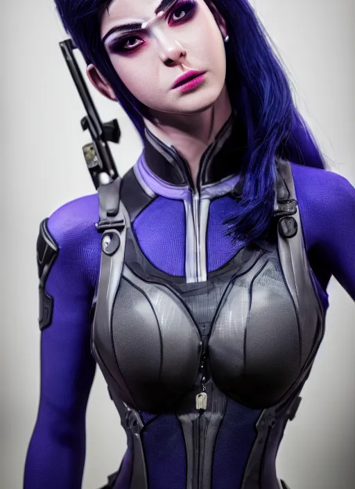 Prompt: portrait of widowmaker from overwatch as a real person, by francis giancobetti, natural light, detailed face, canon eos c 3 0 0, ƒ 1. 8, 3 5 mm, 8 k, medium - format print, full body shot