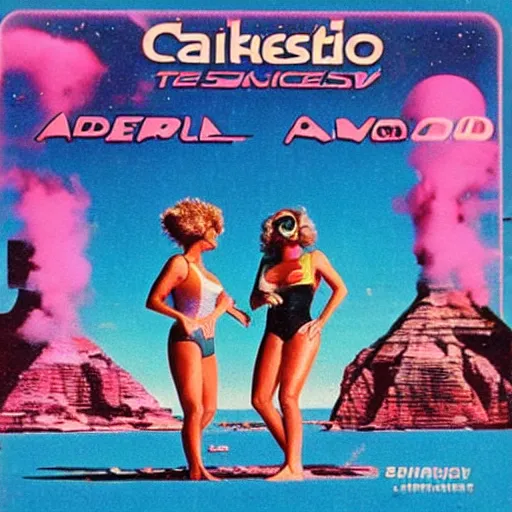 Image similar to cigarette add of beachbody on an alien planet. cosmic. synthwave. 1 9 8 0 s. retro.