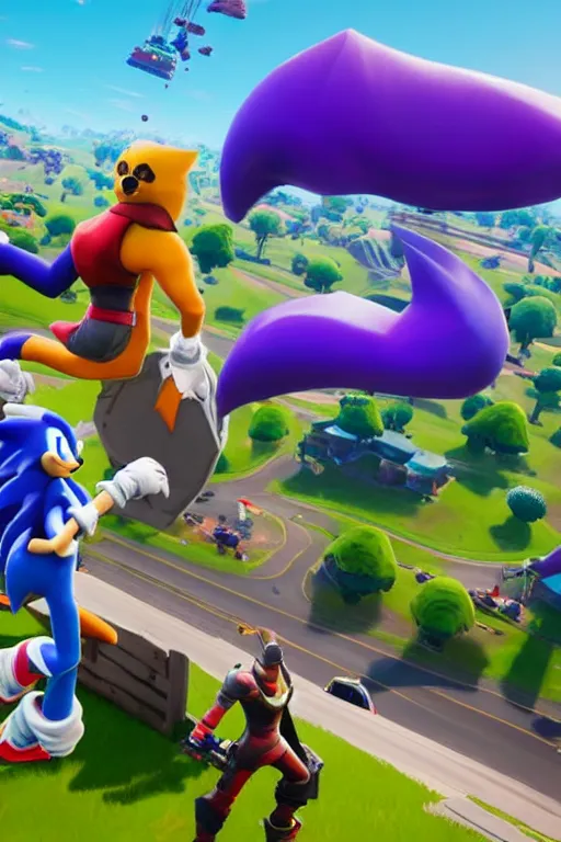 Image similar to sonic in fortnite, fortnite promotion