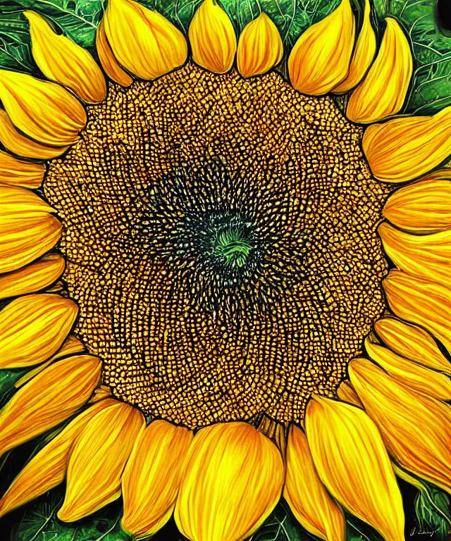 Prompt: perfectly detailed sunflower, heavenly, symmetrical, intricate, highly detailed, digital painting, smooth, sharp focus, illustration