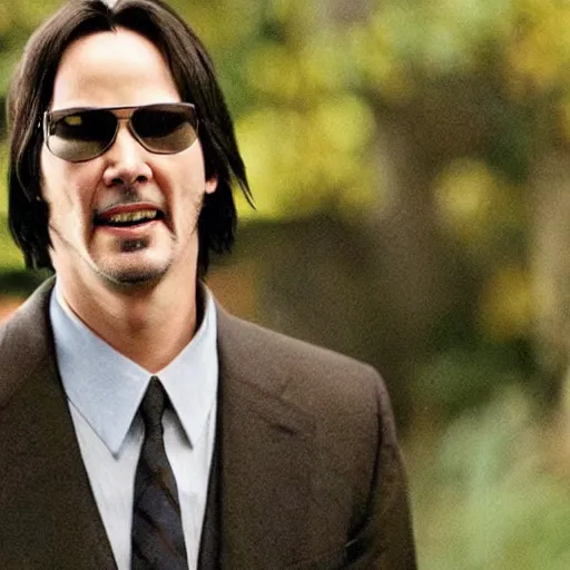 Image similar to A still of Keanu Reeves as Winnie the Pooh