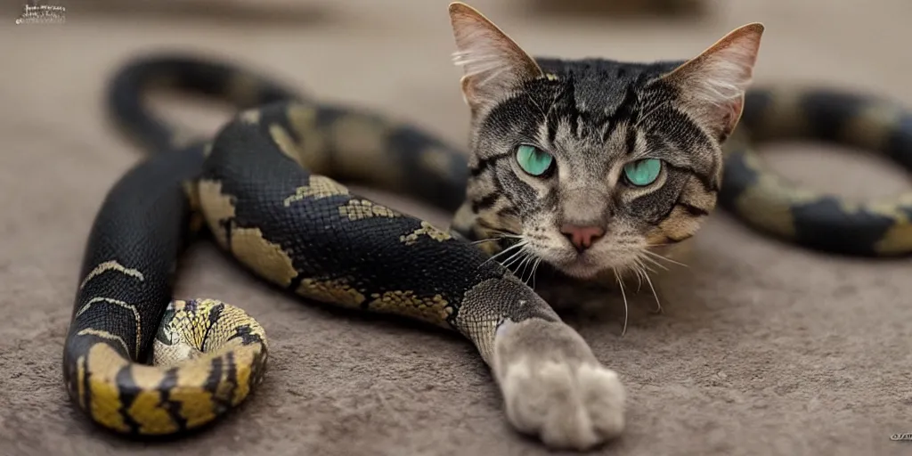 Image similar to snake cat hybrid