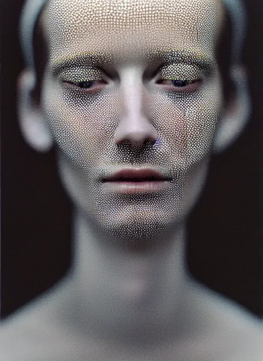 Prompt: Kodak Portra 400, highly detailed, britt marling style 3/4 , fine art portrait photography by Paolo Roversi, face and body merging with luminescent jellyfishes filaments, symbolic metamorphosis complex 3d render , 150 mm lens, bust with intricate filaments details, elegant, hyper realistic, ultra detailed, octane render, underwater soft colours, emotionally evoking, head in focus, fantasy, elegant, soft light, volumetric lighting, highly detailed, 8K, soft light, volumetric lighting, Refined, Highly Detailed, soft lighting colors scheme, fine art photography, Hyper realistic, photo realistic