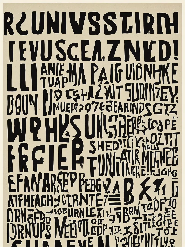Prompt: typographic poster, random english words, graphic design, mid - century german design, brutalist