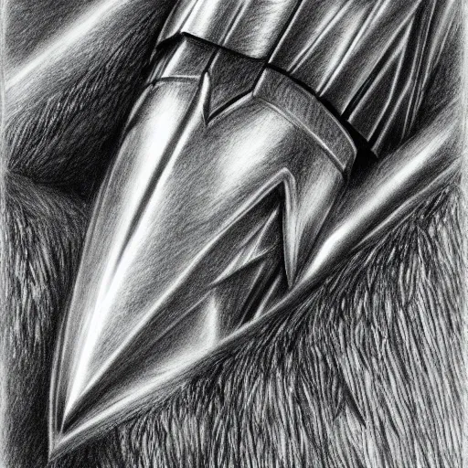 Image similar to a very detailed pencil drawing of berserk 4 k, high resolution, still, landscape, hd, dslr, hyper realistic, sketch