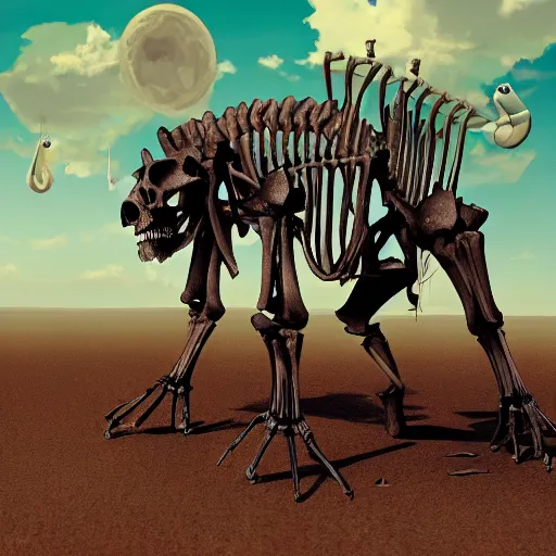 Prompt: animal skeleton in desert,cgstation,artstation, pixiv. style anime - Upscaled (Max) by