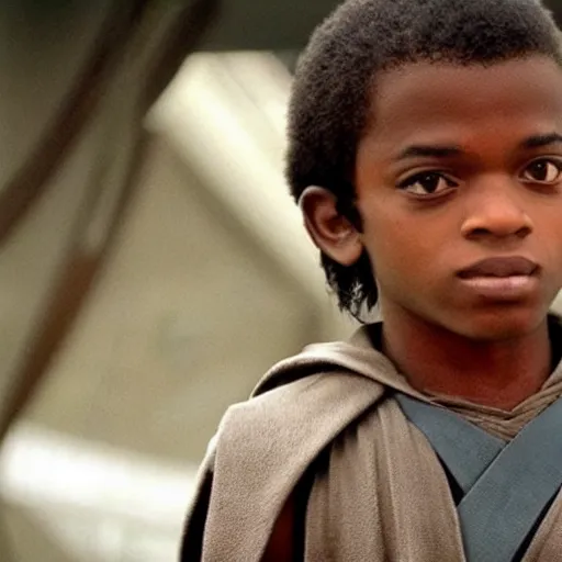 Prompt: still of vinicius junior as a padawan in star wars