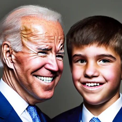 Image similar to A portrait photo of joe biden teams up with a teenage joe biden, perfect faces, 50 mm, award winning photography