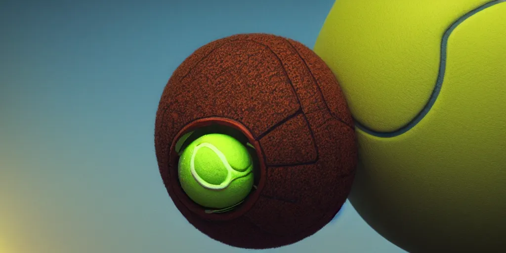 Prompt: a cinematic poster photo of 8 k ultra realistic tennis ball monster, exotic, cinematic lighting, trending on artstation, 4 k, hyperrealistic, focused, high details, unreal engine 5, cinematic,, 3 d render by beeple