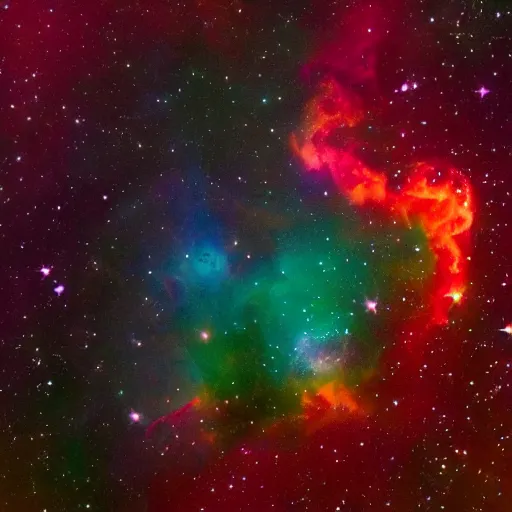 Image similar to a nebula in the shape of a frog