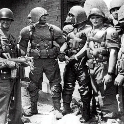 Image similar to thanos with american soldiers during ww2