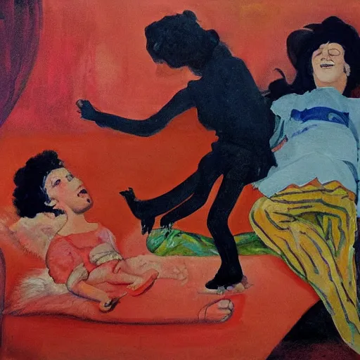 Image similar to sweet dreams, art in the style of paula rego