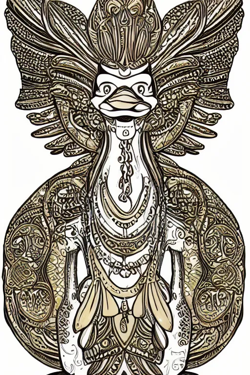 Image similar to a sticker illustration of a duck goddess, highly detailed, elegant, intricate