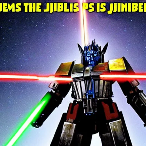 Image similar to Optimus prime is a Jedi