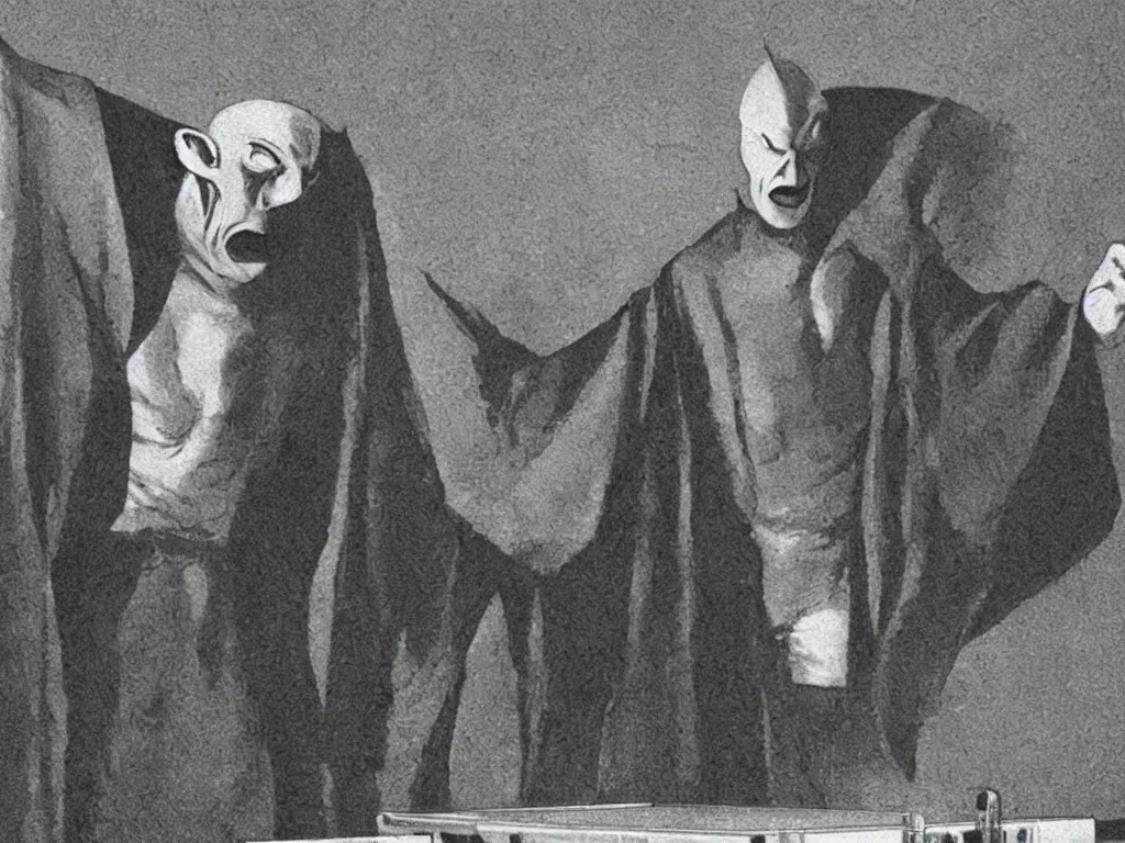 Image similar to nosferatu is playing table - tennis