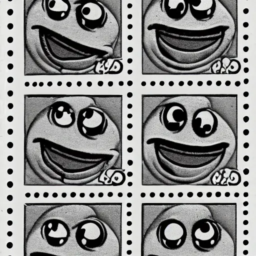 Image similar to cookie monster in the style of a 1 9 2 0 s vintage mailing stamp
