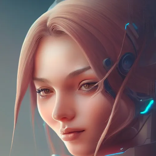 Prompt: portrait of beautiful girl with robot body by artgerm, close up, portrait, cinematic, elegant, artstation, intricate, highly detailed, digital painting, artstation, concept art, sharp focus, illustration, cyberpunk, cgsociety, 8 k