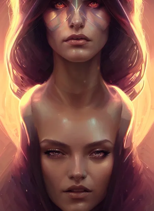 Image similar to futuristic woman portrait, sci-fi, amber eyes, face, long hair, fantasy, intricate, elegant, highly detailed, digital painting, artstation, concept art, smooth, sharp focus, illustration, art by artgerm and greg rutkowski and alphonse mucha