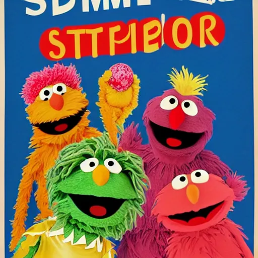 Prompt: Sesame Street nuclear propaganda poster, highly detailed illustrated poster