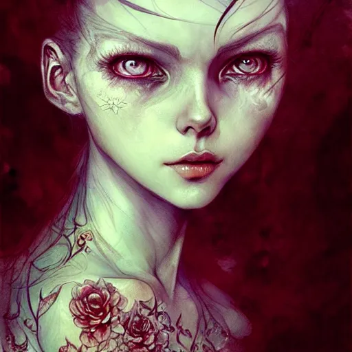 Image similar to portrait painted in bastien lecouffe deharme style drawn by vania zouravliov and takato yamamoto, inspired by alice in wonderland, intricate acrylic gouache painting, high detail, sharp high detail, artstation