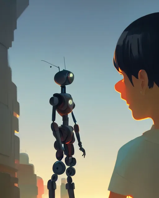 Prompt: a tall robot, cory loftis, james gilleard, atey ghailan, makoto shinkai, goro fujita, character art, rim light, exquisite lighting, clear focus, very coherent, plain background, soft painting