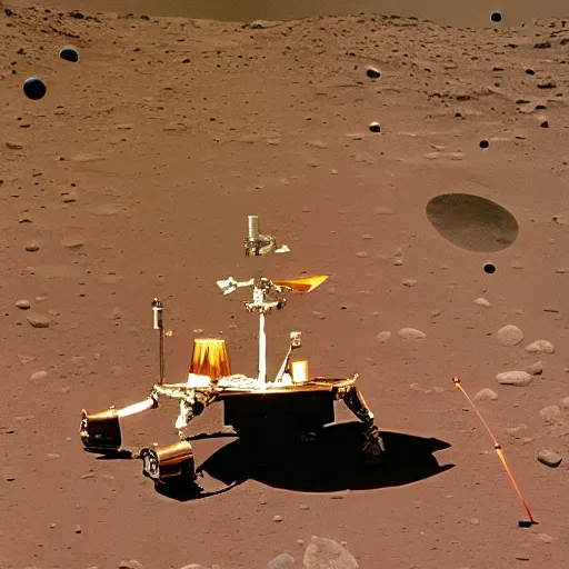 Prompt: Photo of the lunar lander on mars