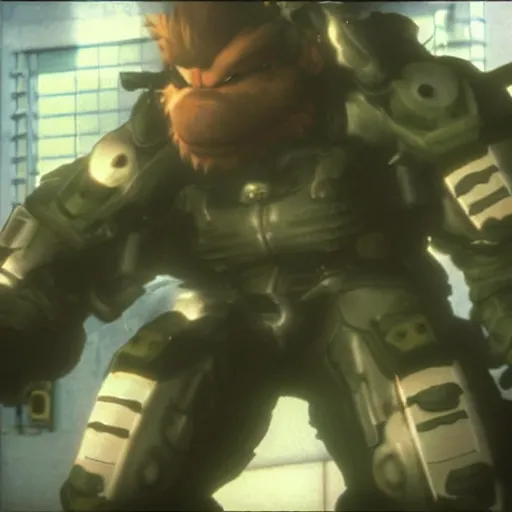 Prompt: “ a still of bowser in metal gear solid ( 1 9 9 8 ) ”