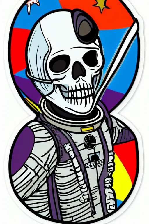 Image similar to A portrait of a skeleton as an astronaut in space, sticker, colorful, illustration, highly detailed, smooth and clean vector curves, no jagged lines, vector art, smooth