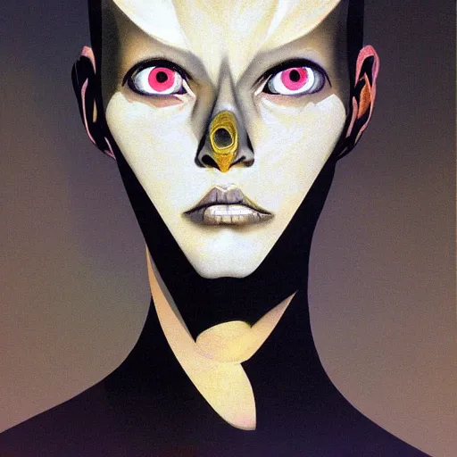 Prompt: citizen portrait soft light painted by dave mckean, inspired by kenyan ghost in the shell anime, smooth face feature, intricate oil painting, high detail illustration, sharp high detail, manga and anime 1 9 9 9