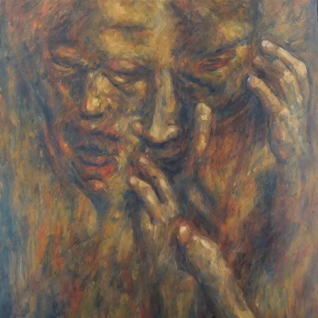 Prompt: growing old, oil on canvas, expressionist, emotional, masterpiece, trending on artstation