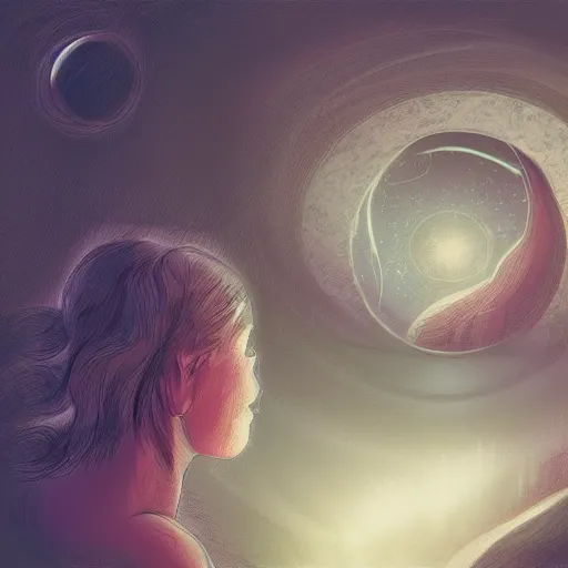 Image similar to looking into a sleeping person's dreams, digital art, sci - fi