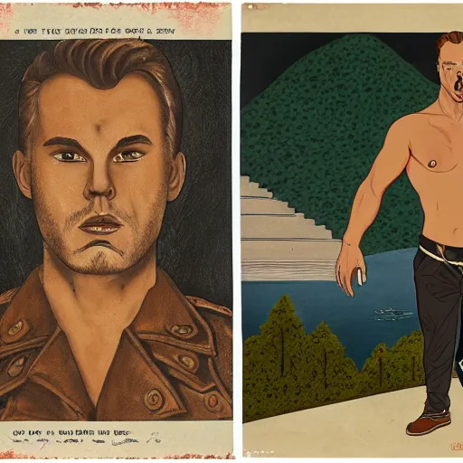 Image similar to a portrait of a character in a scenic environment by Tom of Finland