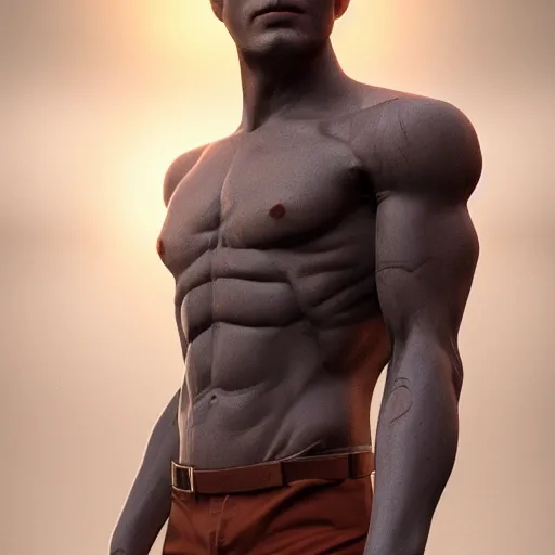 Prompt: half man half android, handsome, male, raytracing, octane render, volumetric lighting, nvidia raytracing demo, by Andy Thomas, Mario Martinez, Daniel Mirante, Gustave Dore, Artstation, CGsociety, masterpiece