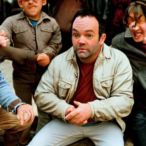 Image similar to high definition snapshot from a remake of the movie goonies featuring dave matthews in the lead role, professional photography, directed by wes anderson