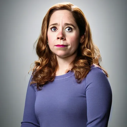 Prompt: studio portrait still of muppet!!!!! pam beesly from the office!!!! as a muppet muppet muppet as a muppet, 8 k, studio lighting, key light,