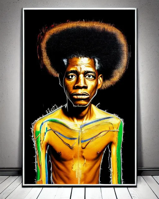 Image similar to A extremely ultra highly detailed majestic hi-res beautiful immaculate head and shoulders award winning painting stunning portrait masterpiece of the face of a strong black african man by Jean-Michel Basquiat, 8k, high textures, ultra hyper sharp, insanely detailed and intricate, super detailed, 8k HDR ultra high quality