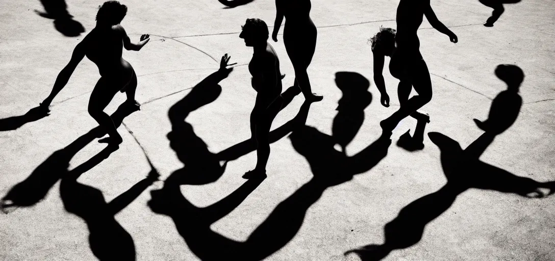 Image similar to multiple sensual humans interacting, anatomy, long shadows, on white