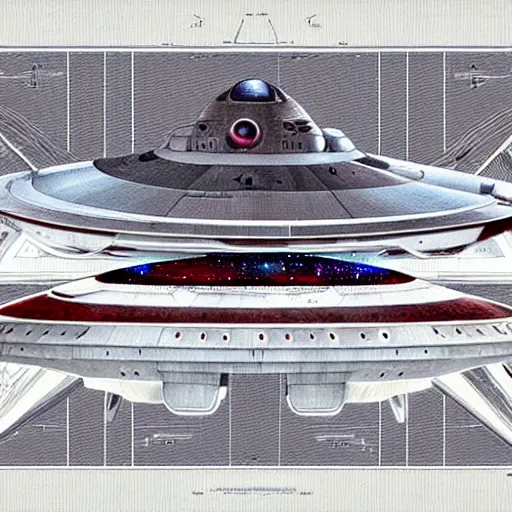 Prompt: design, symmetry, starship enterprise from star trek, borders, lines, decorations, muted colors, by jean - baptiste monge