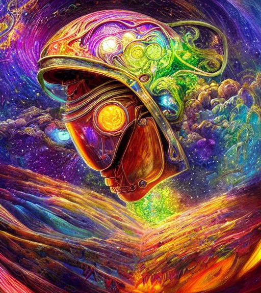 Prompt: portrait of a fantasycore glitchcore bonsai in a helmet. intricate abstract. intricate artwork. celestial. prismatic, by josephine wall, pixar, ghibli. octane render, CGSociety very coherent symmetrical artwork. cinematic, hyper realism, high detail, octane render, 8k, holographic accents