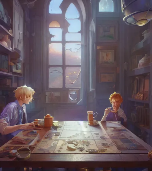 Image similar to highly detailed spilled milk on the table, stephen bliss, unreal engine, loish, rhads, ferdinand knab, makoto shinkai and lois van baarle, ilya kuvshinov, rossdraws, tom bagshaw, reflective global illumination, god rays, detailed and intricate environment