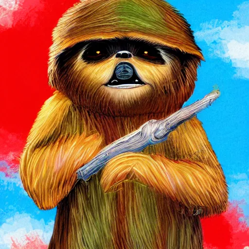 Image similar to cute ewok childrens book cover, colourful, digital art