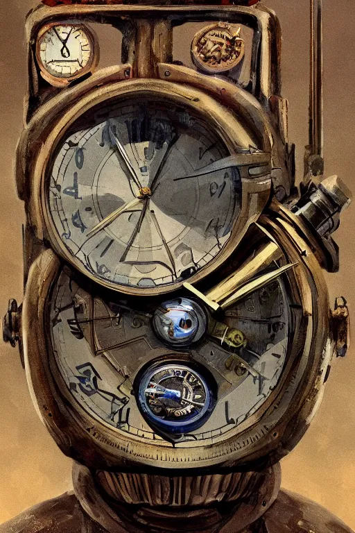 Image similar to the keeper of time, watches and all ticking things,, painted by wally wood and matt jefferies, trending on artstation, bright macro view pixar, award - winning, blueprint, chillwave, realism